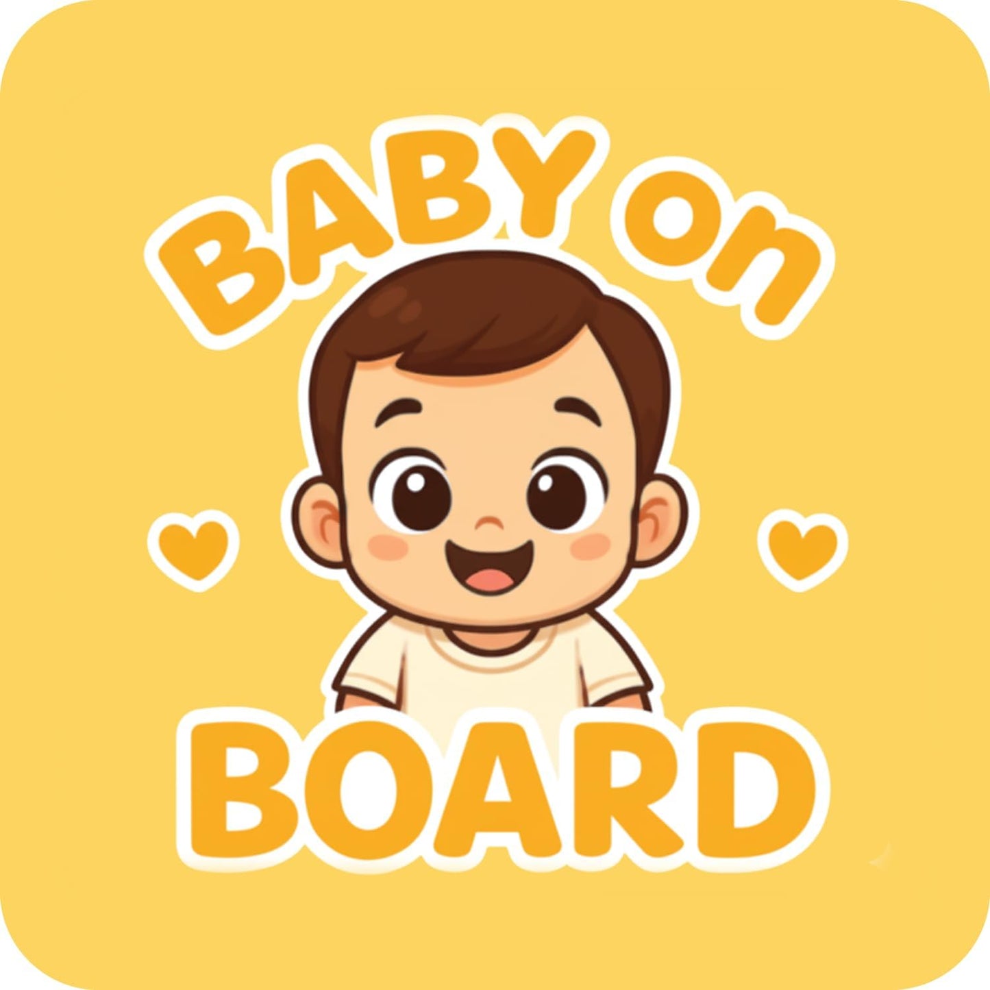 Sticker with a Baby On Board Sticker – Real Baby Photo Design on a yellow background