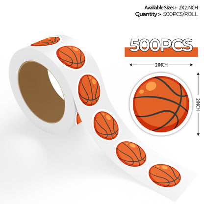 Basketball - 500 Labels/Roll - 2"x2"