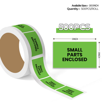 Small Parts Enclosed - Enclosed Labels Roll - 3"x5"