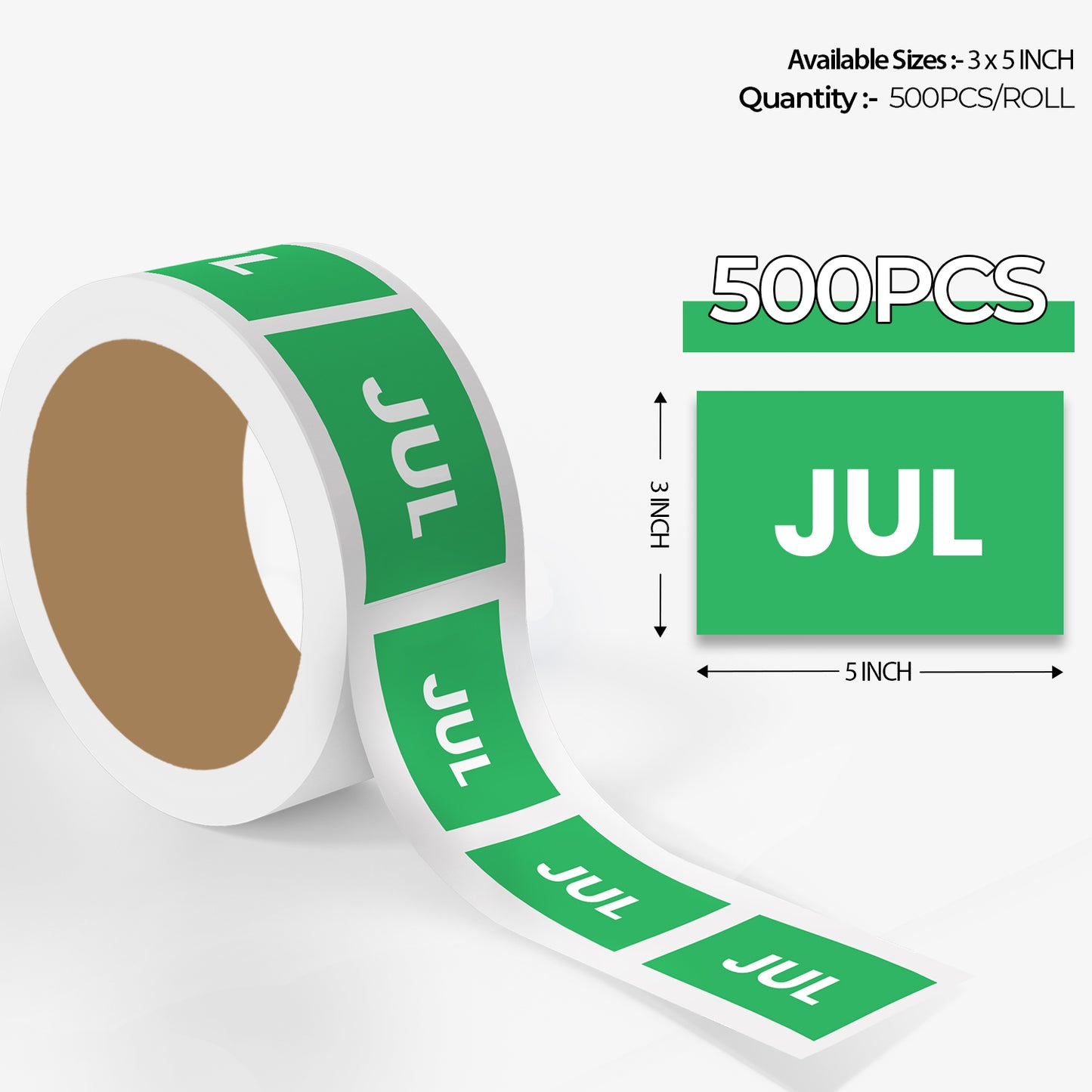 July (Rectangle) - Month Lables Roll - 2"x3" / 3"x5"