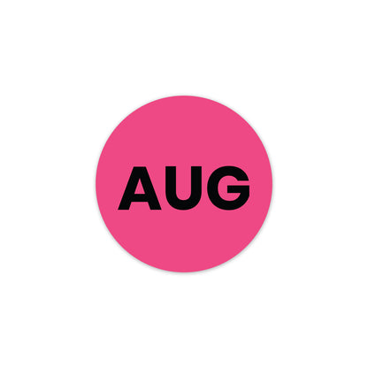 August (Circle) - Month Lables Roll - 1"x1" / 2"x2"