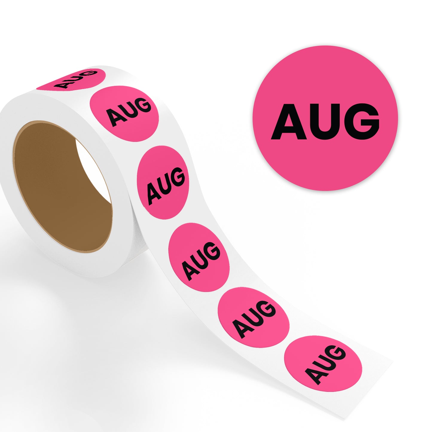 August (Circle) - Month Lables Roll - 1"x1" / 2"x2"