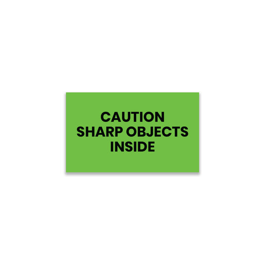 Caution/Sharp Objects Inside - Enclosed Labels Roll - 3"x5"