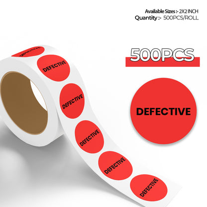 StickerJet Defective – OSHA Quality Control Roll Labels – 2" Circle Labels – 500 Qty/Roll – Paper, Easy Peel And Stick, Strong Adhesive, Made In USA