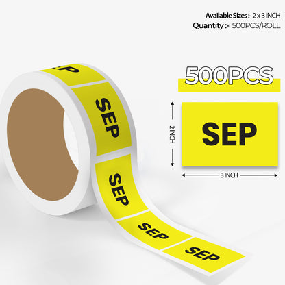 September (Rectangle) - Month Lables Roll - 2"x3" / 3"x5"