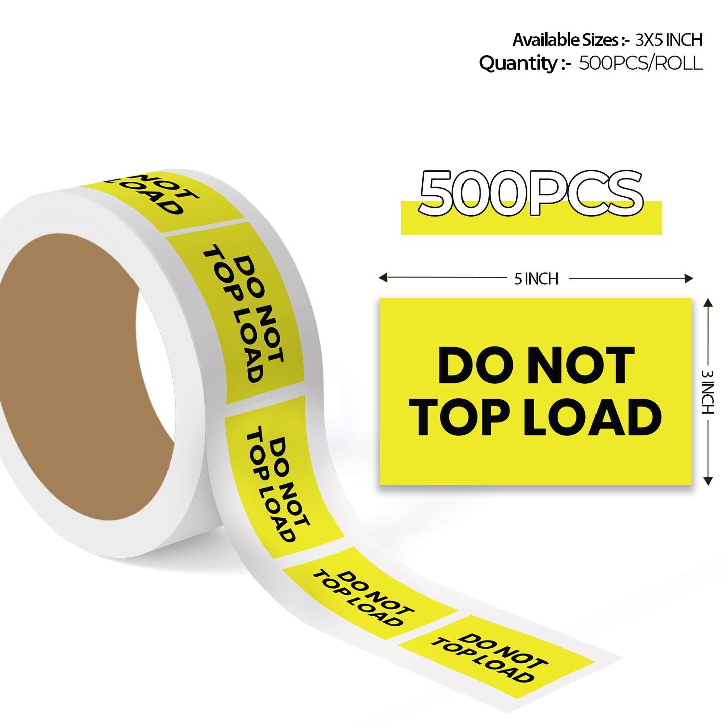 Do Not Top Load - Do Not Labels Roll - 3"x5"