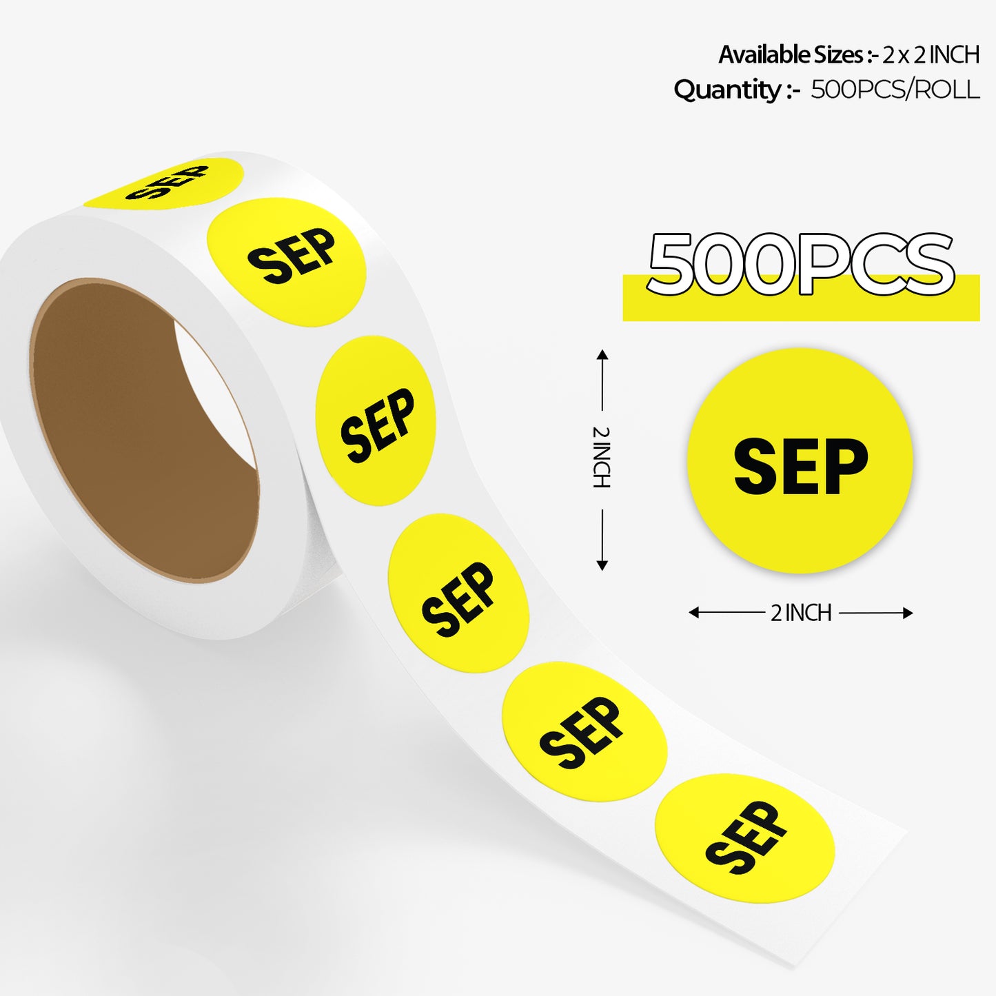 September (Circle) - Month Lables Roll - 1"x1" / 2"x2"