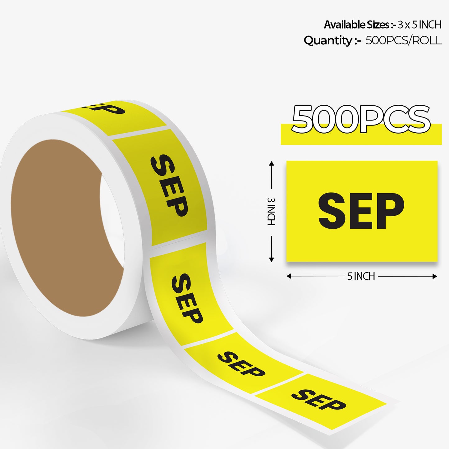 September (Rectangle) - Month Lables Roll - 2"x3" / 3"x5"