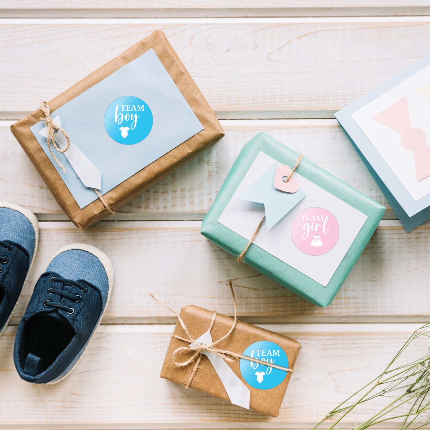 Gender Reveal Sticker – Minimal Onesie Icons Design