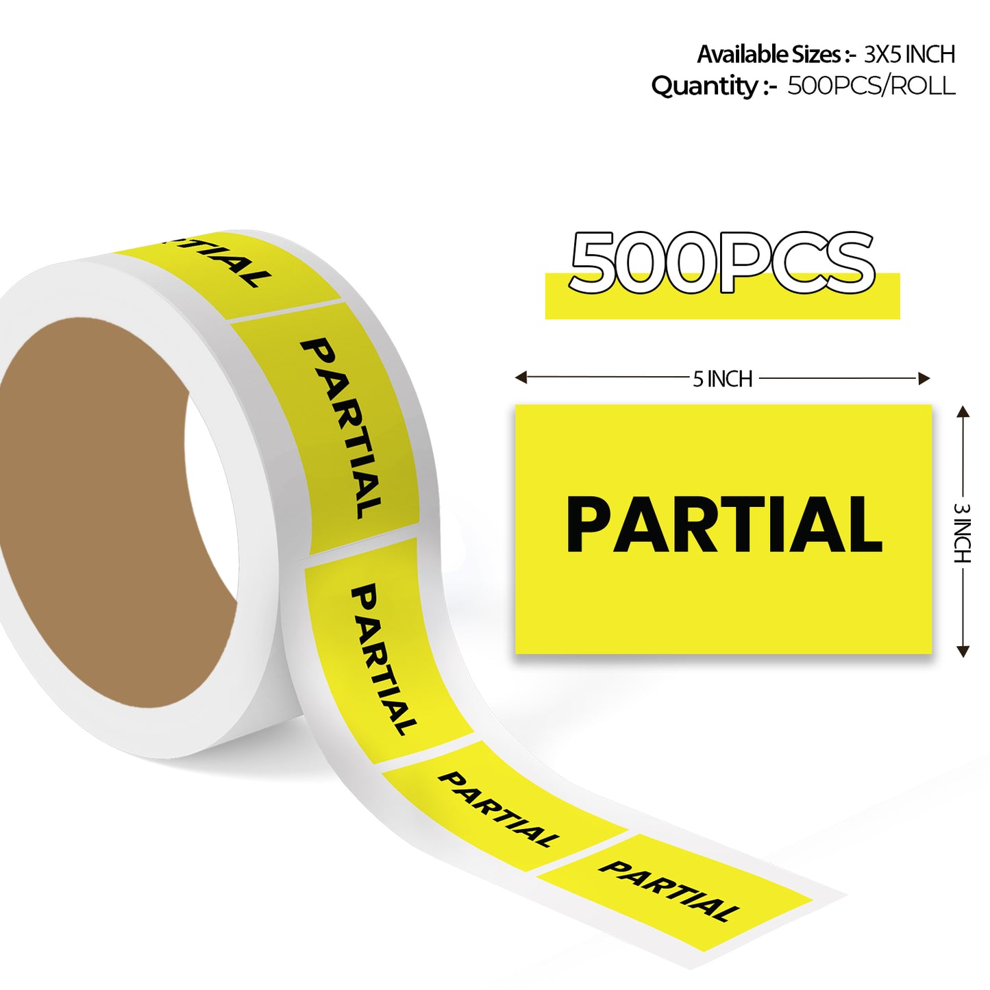 StickerJet Partial – OSHA Shipping Labels – 3"x5" Rectangle Labels – 500 Qty/Roll – Paper, Easy Peel And Stick, Strong Adhesive, Made In USA