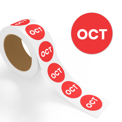 October (Circle) - Month Lables Roll - 1"x1" / 2"x2"