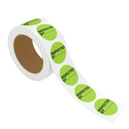 StickerJet Inspected By – OSHA Quality Control Roll Labels – 1" And 2" Circle Labels – 500 Qty/Roll – Paper, Easy Peel And Stick, Strong Adhesive, Made In USA