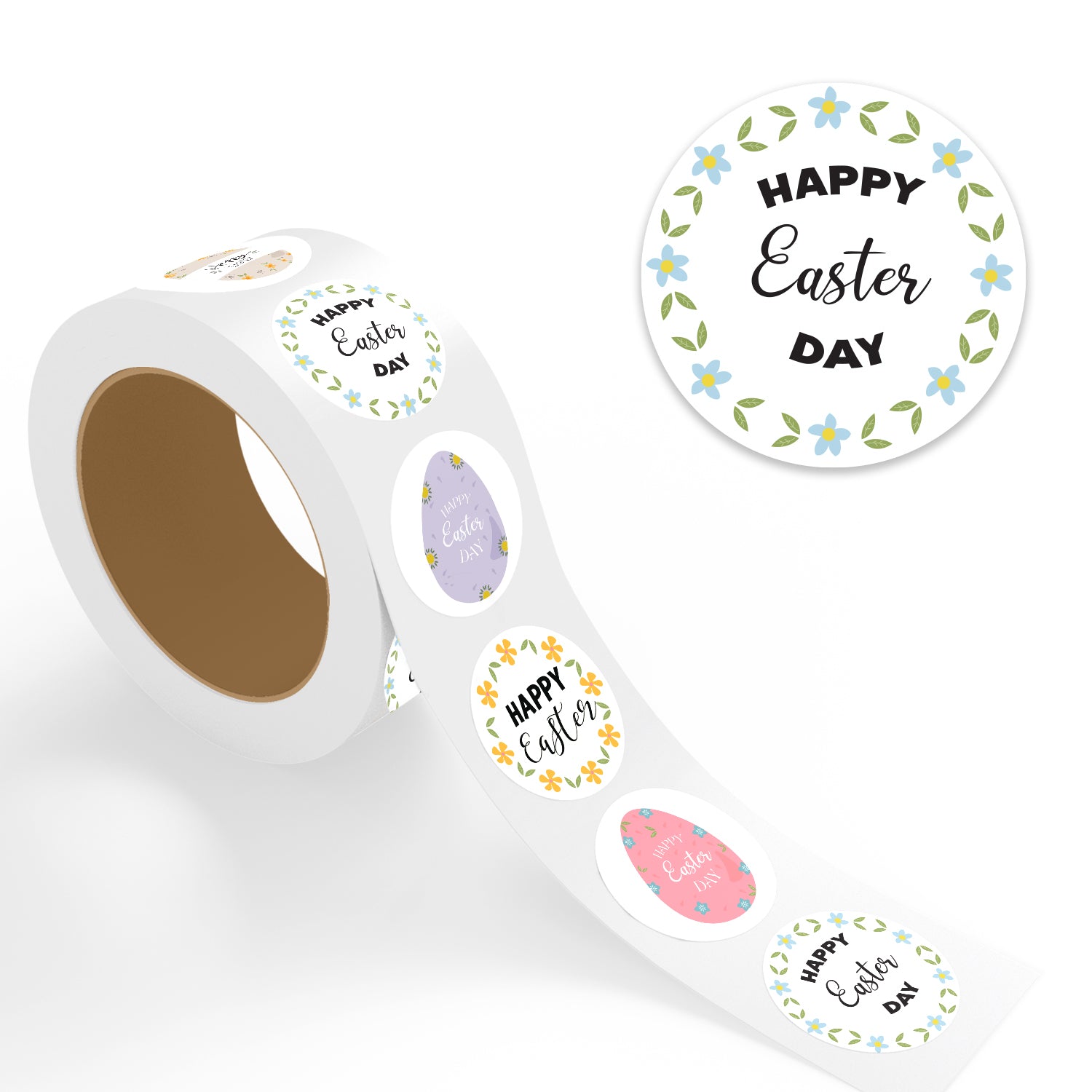 Assorted Happy Easter Day Wreath Design - Easter Stickers