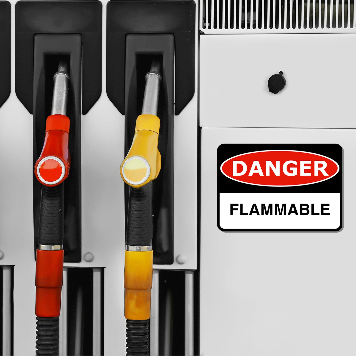 StickerJet Flammable 3.5""x5"" and 5""x7"" Workplace Stickers - Pack of 5 Individually Cut Rectangle Premium Vinyl Decals, Waterproof, Weatherproof, Scratch-proof, UV resistant