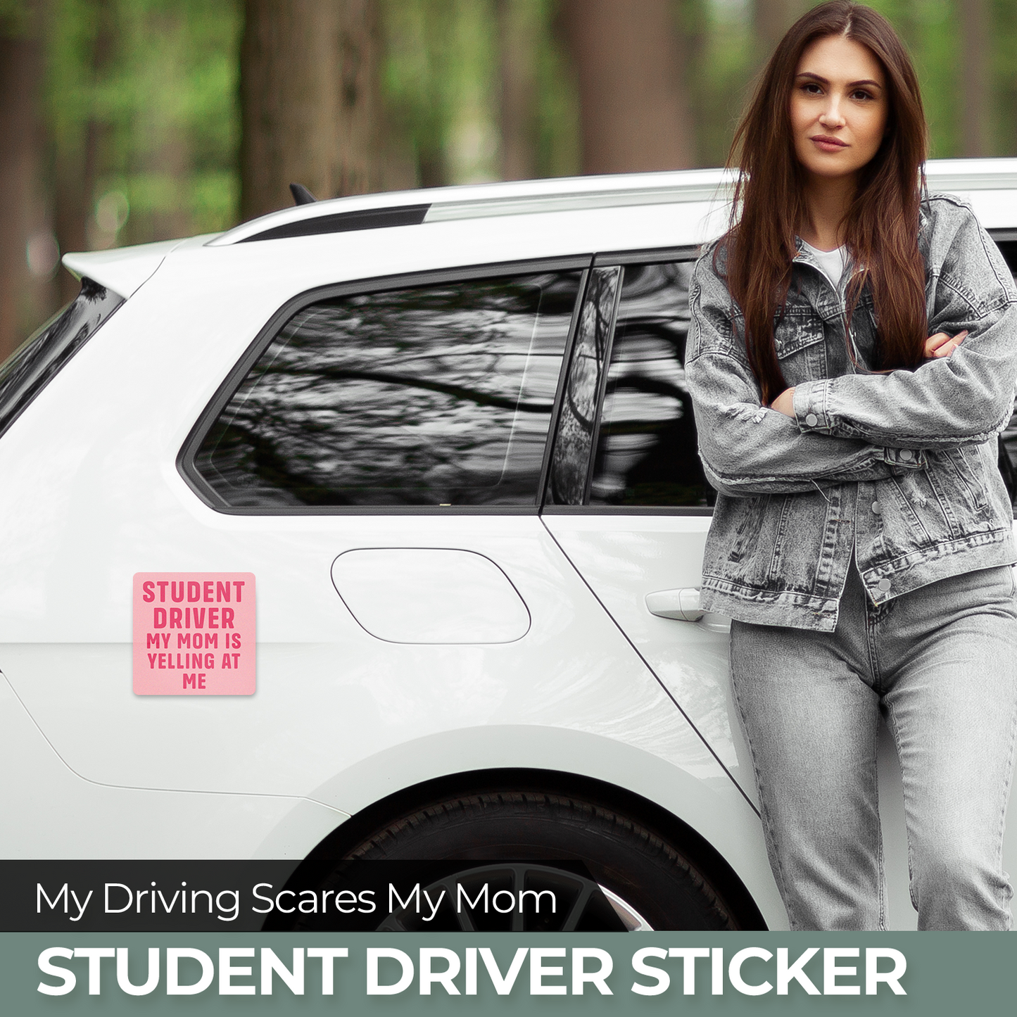 Student Driver My Mom is Yelling At Me - 2-Pack Individually Cut Stickers - 6" x 6"