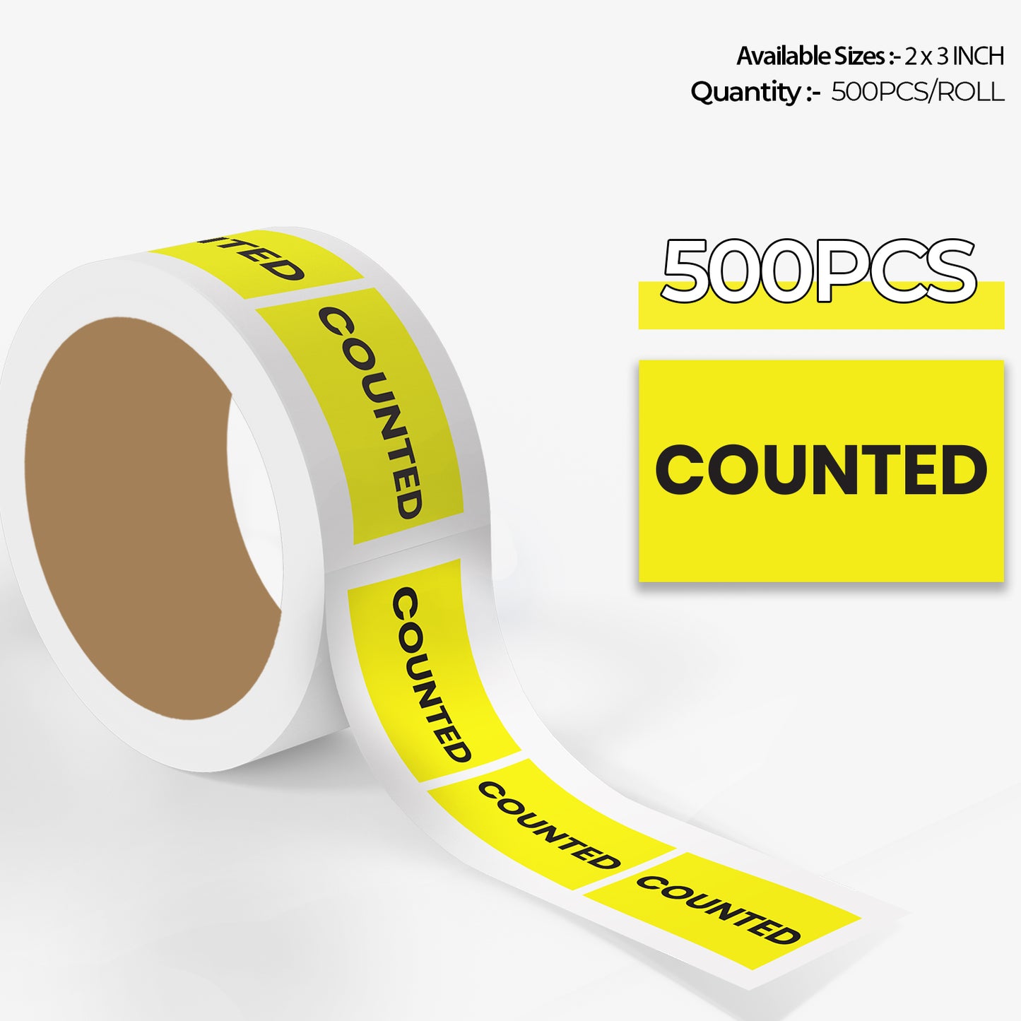 StickerJet Counted – OSHA Inventory Control Roll Labels – 2x3" Rectangle Labels – 500 Qty/Roll – Paper, Easy Peel And Stick, Strong Adhesive, Made In USA