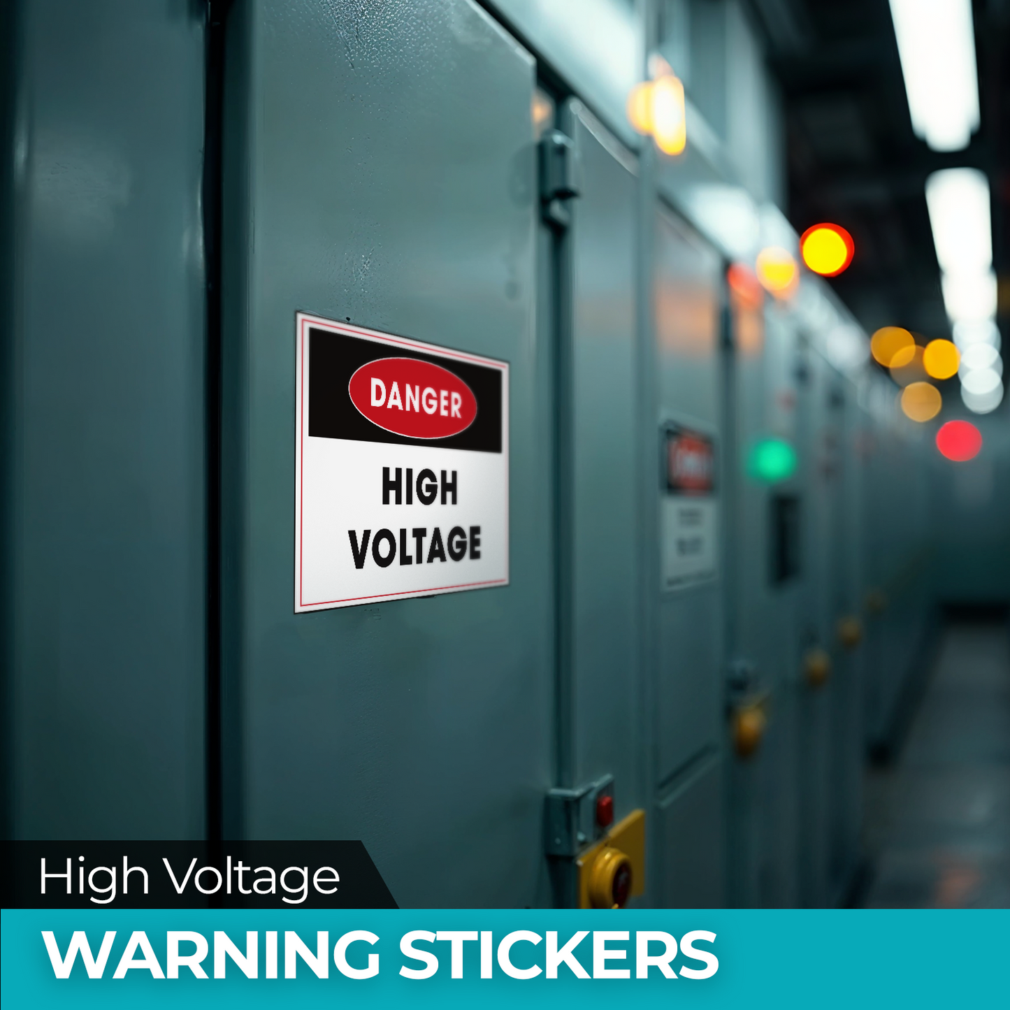 Danger High Voltage - 4-Pack Individually Cut Stickers - 5”x7”