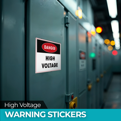 Danger High Voltage - 4-Pack Individually Cut Stickers - 5”x7”