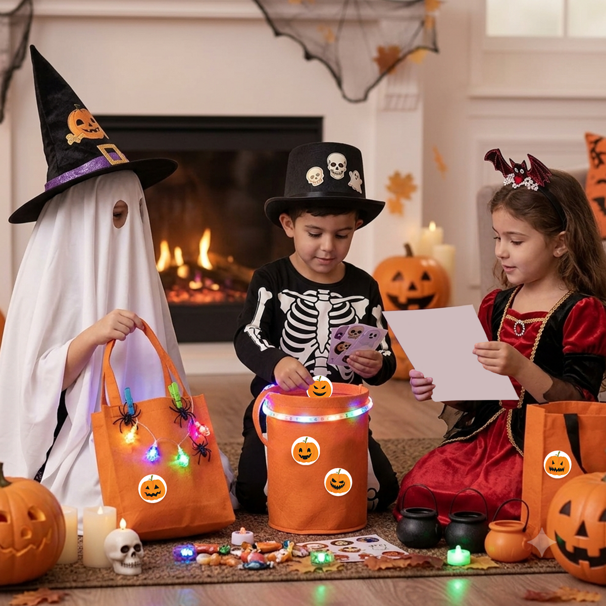 Spooky Jack-O’-Lantern Face Halloween Stickers
