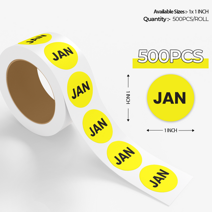 January (Circle) - Month Lables Roll - 1"x1" / 2"x2"