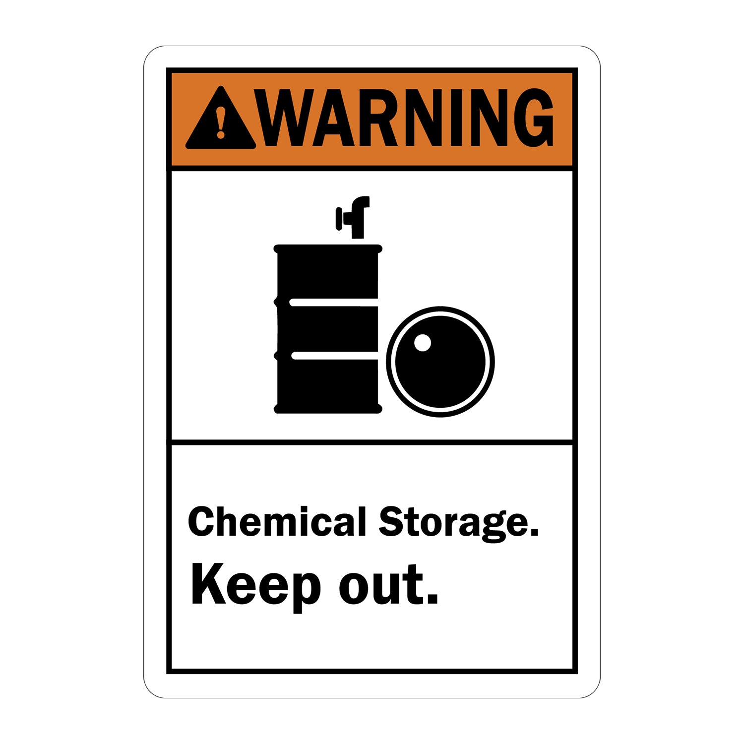 ANSI Warning: Chemical Storage - Keep Out (With Graphic)