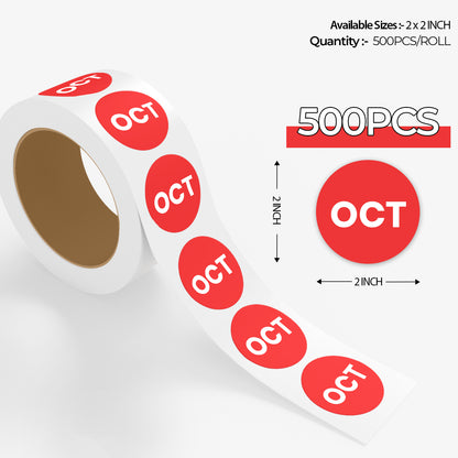 October (Circle) - Month Lables Roll - 1"x1" / 2"x2"