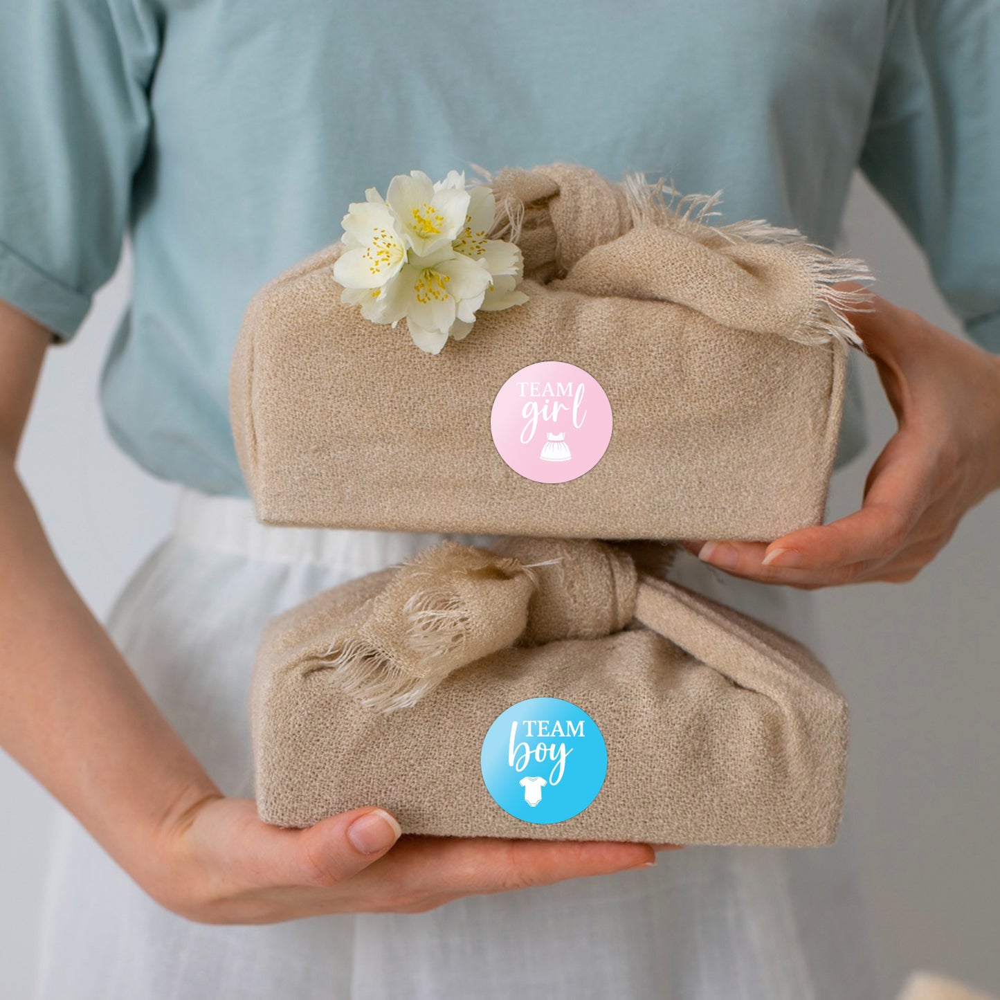 Gender Reveal Sticker – Minimal Onesie Icons Design