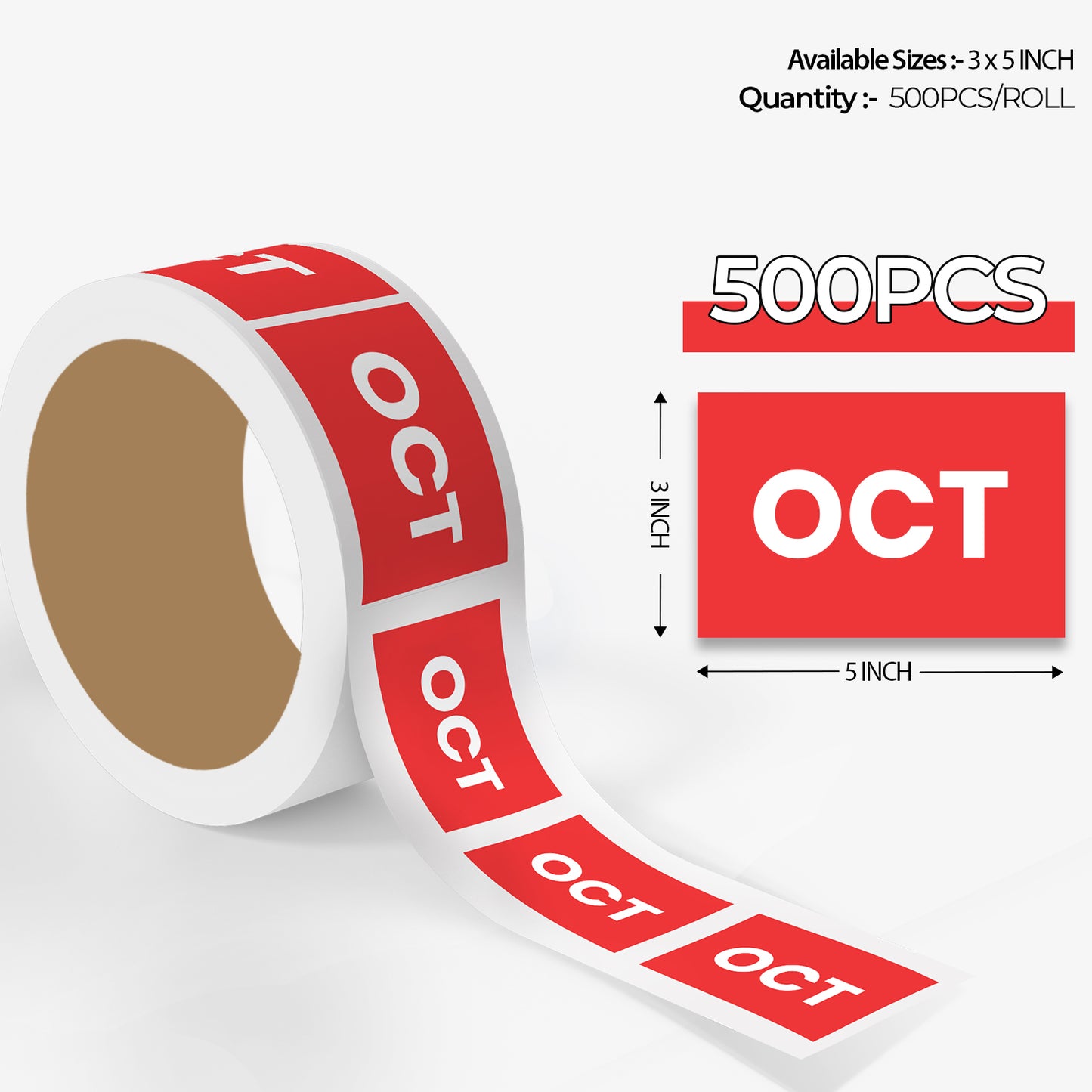 October (Rectangle) - Month Lables Roll - 2"x3" / 3"x5"