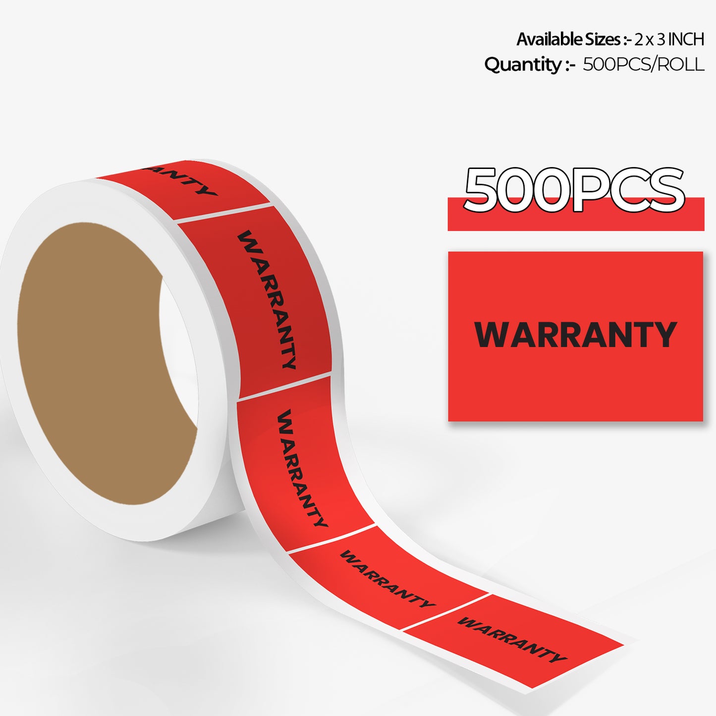 StickerJet Warranty – OSHA Quality Control Roll Labels – 2x3" Rectangle Labels – 500 Qty/Roll – Paper, Easy Peel And Stick, Strong Adhesive, Made In USA