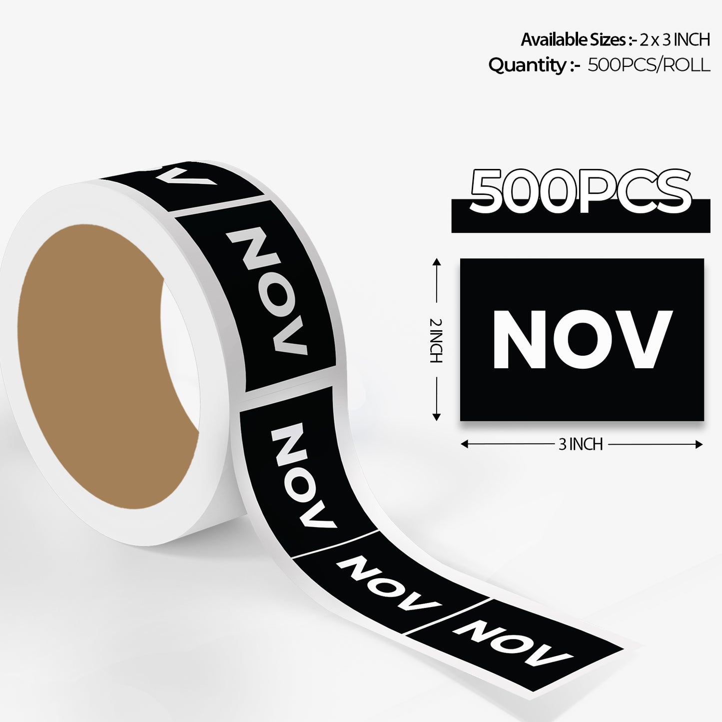 November (Rectangle) - Month Lables Roll - 2"x3" / 3"x5"