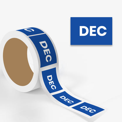December (Rectangle) - Month Lables Roll - 2"x3" / 3"x5"