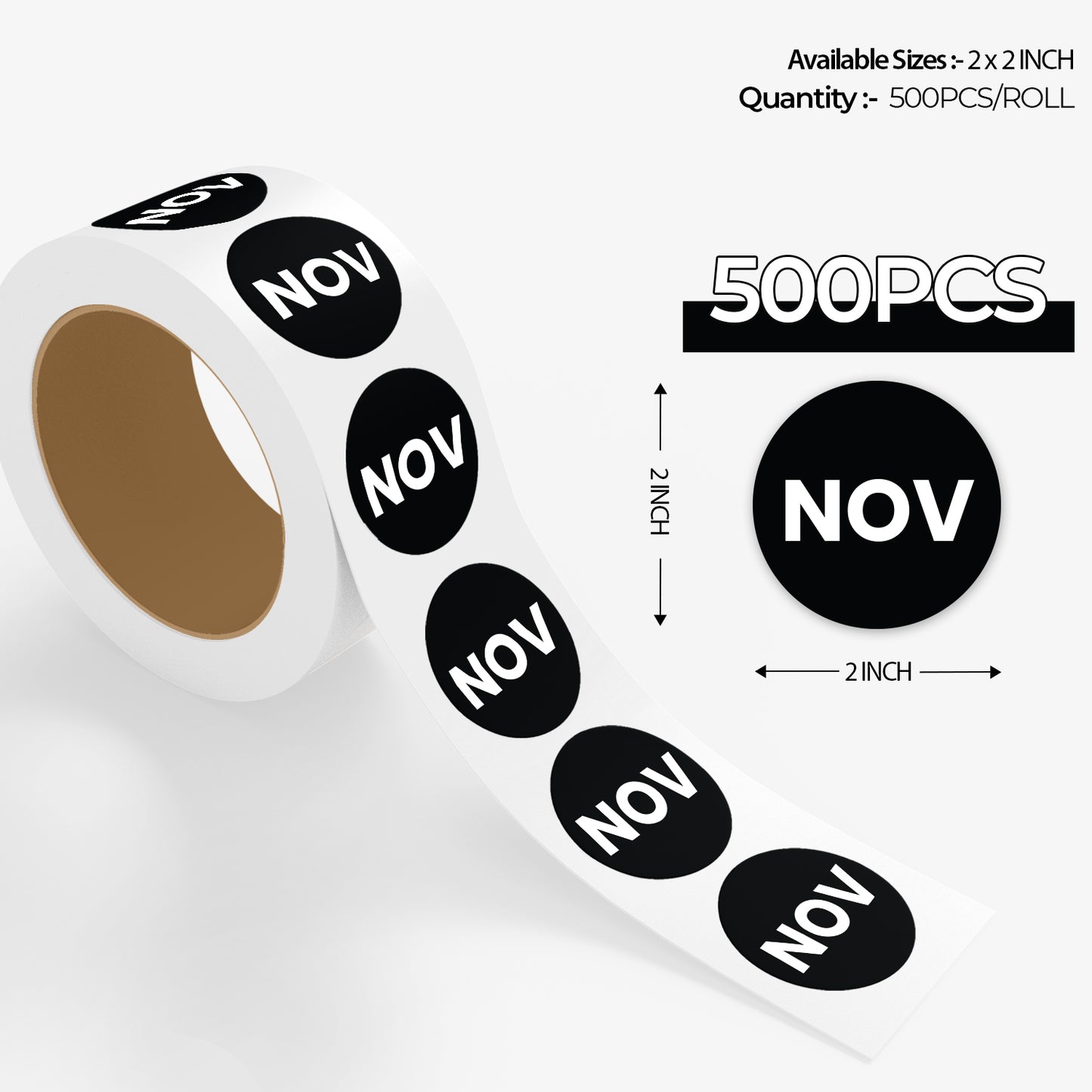 November (Circle) - Month Lables Roll - 1"x1" / 2"x2"