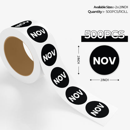November (Circle) - Month Lables Roll - 1"x1" / 2"x2"