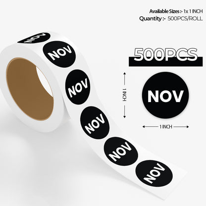 November (Circle) - Month Lables Roll - 1"x1" / 2"x2"