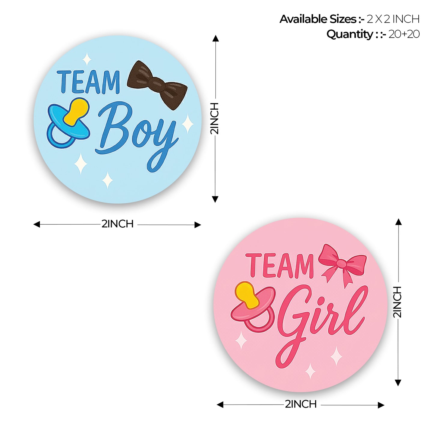 Gender Reveal Sticker – Pacifier & Bow Design