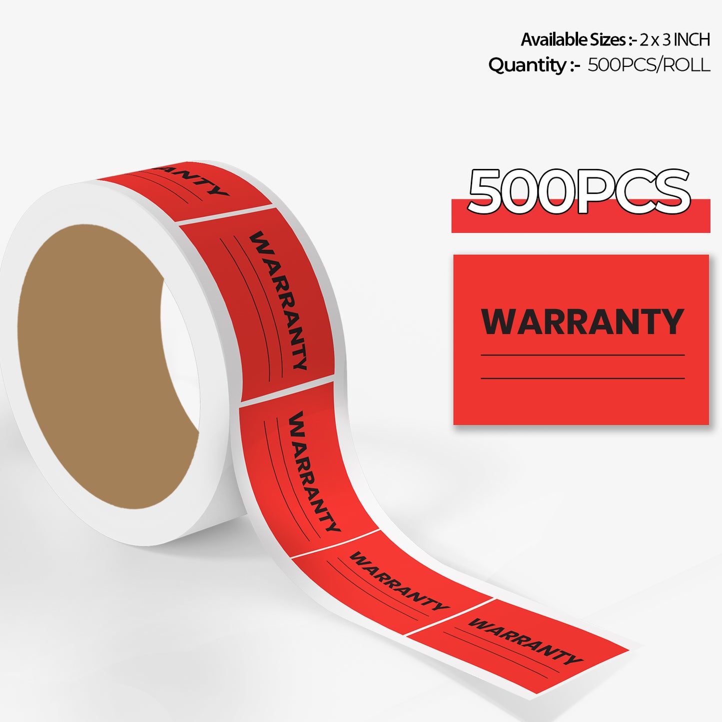 StickerJet Warranty – OSHA Quality Control Roll Labels – 2x3" Rectangle Labels – 500 Qty/Roll – Paper, Easy Peel And Stick, Strong Adhesive, Made In USA