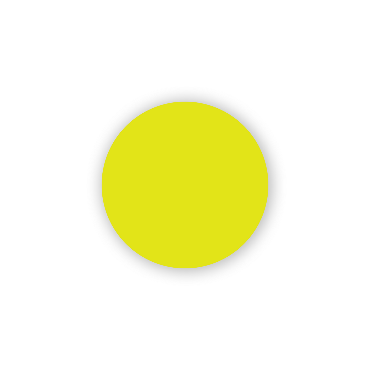 "Fluorescent Yellow Dot Labels, single solid round colored dot sticker for inventory and color coding on white background."