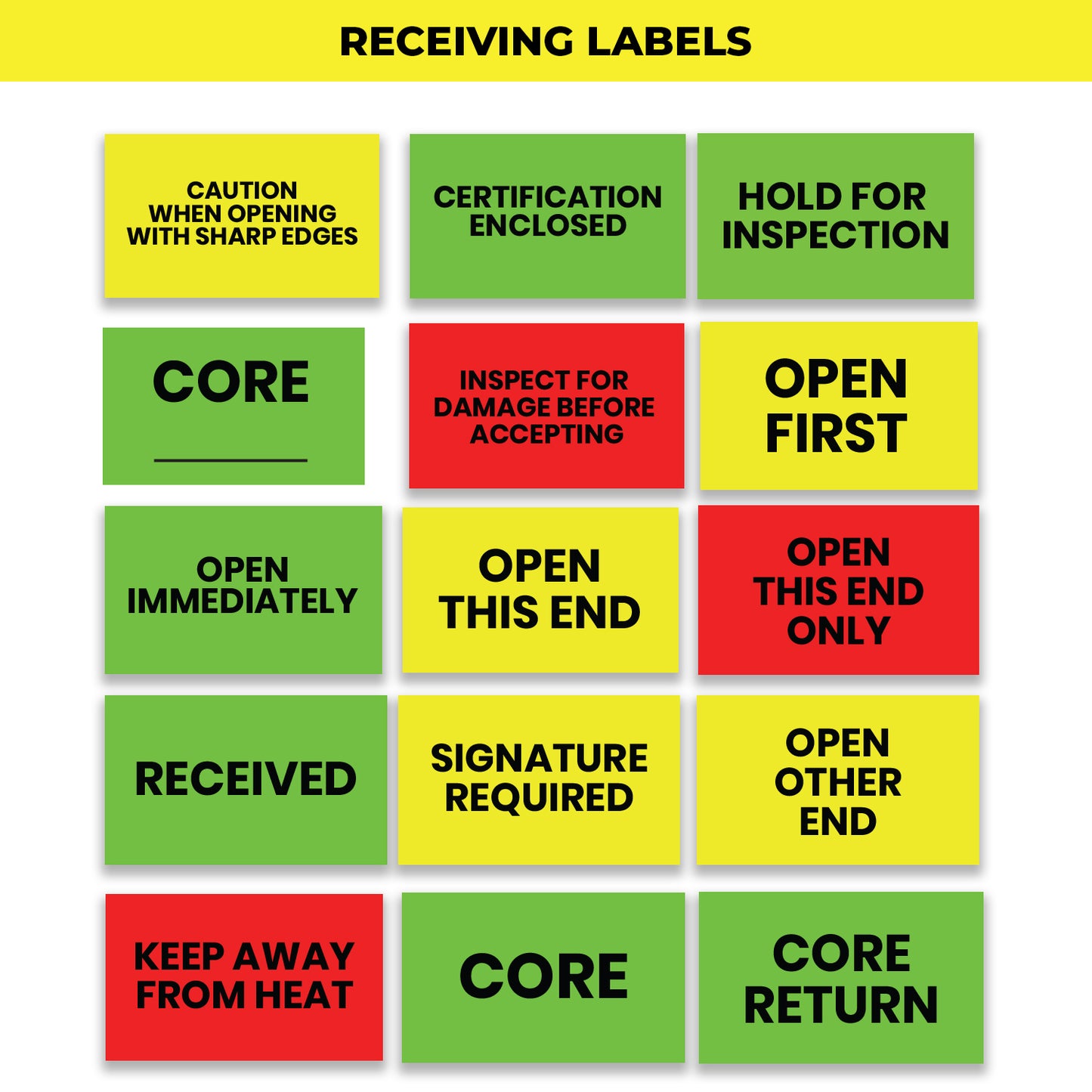 StickerJet Caution When Opening With Sharp Edges – OSHA Receiving Labels – 3"x5" Rectangle Labels – 500 Qty/Roll – Paper, Easy Peel And Stick, Strong Adhesive, No Residue, Made In USA