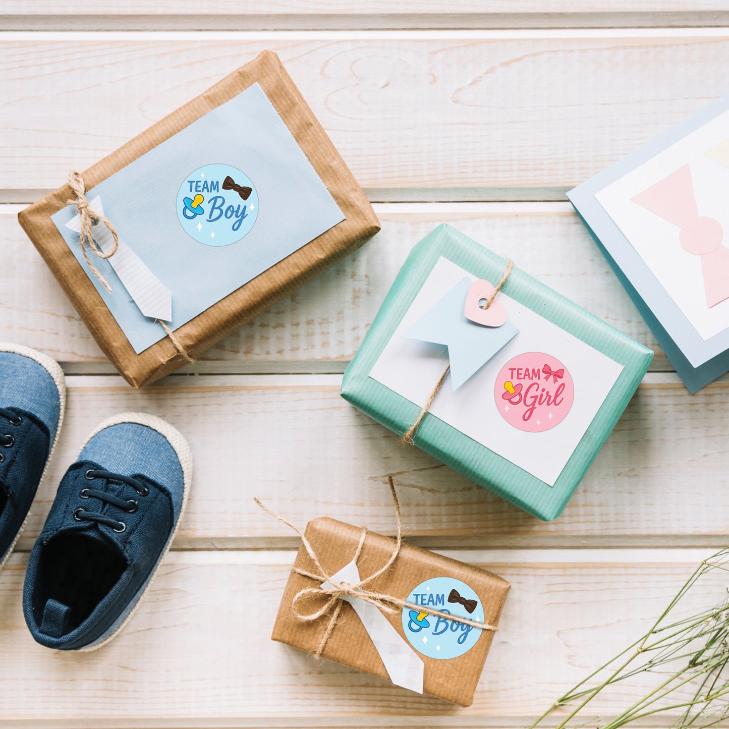 Gender Reveal Sticker – Pacifier & Bow Design