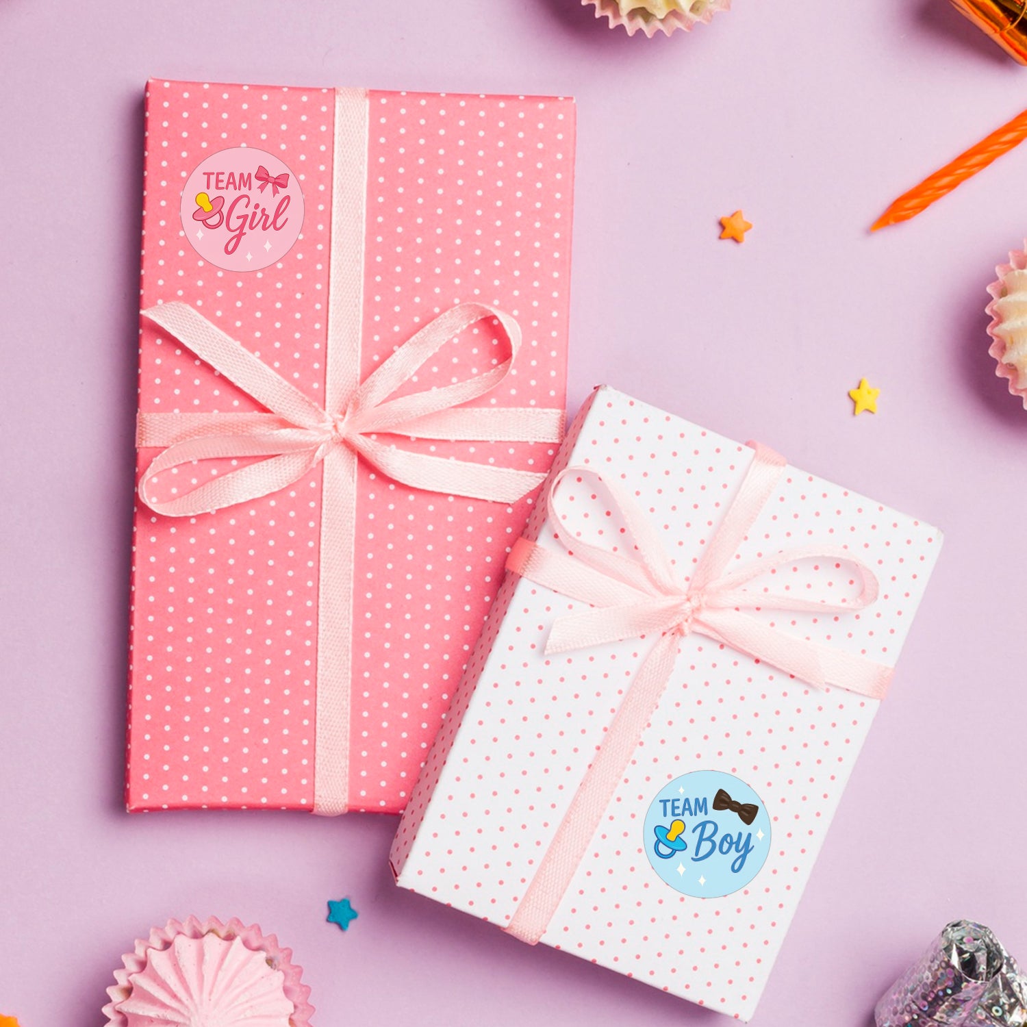 Gender Reveal Sticker – Pacifier & Bow Design