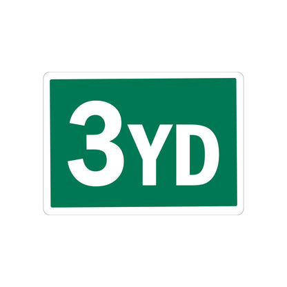 3 Yard Container Sign Stickers marking waste container capacity at 3 cubic yards, bold white on green design for waste management, recycling, and facility operations identification