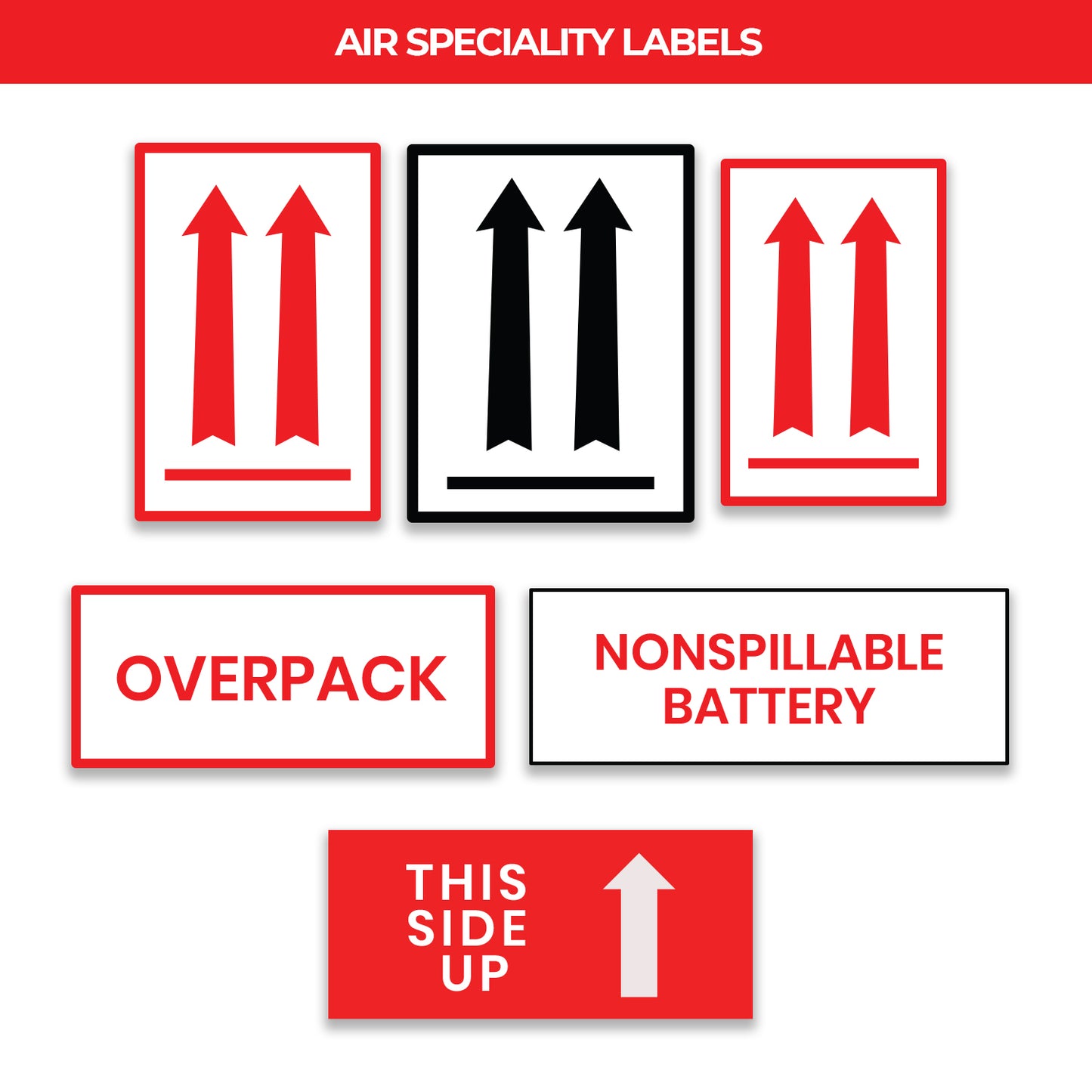 StickerJet Red Arrows – OSHA Air Speciality Labels – 3"x4" and 4"x6" Rectangle Labels – 500 Qty/Roll – Paper, Easy Peel And Stick, Strong Adhesive, Made In USA