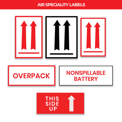 StickerJet Red Arrows – OSHA Air Speciality Labels – 3"x4" and 4"x6" Rectangle Labels – 500 Qty/Roll – Paper, Easy Peel And Stick, Strong Adhesive, Made In USA