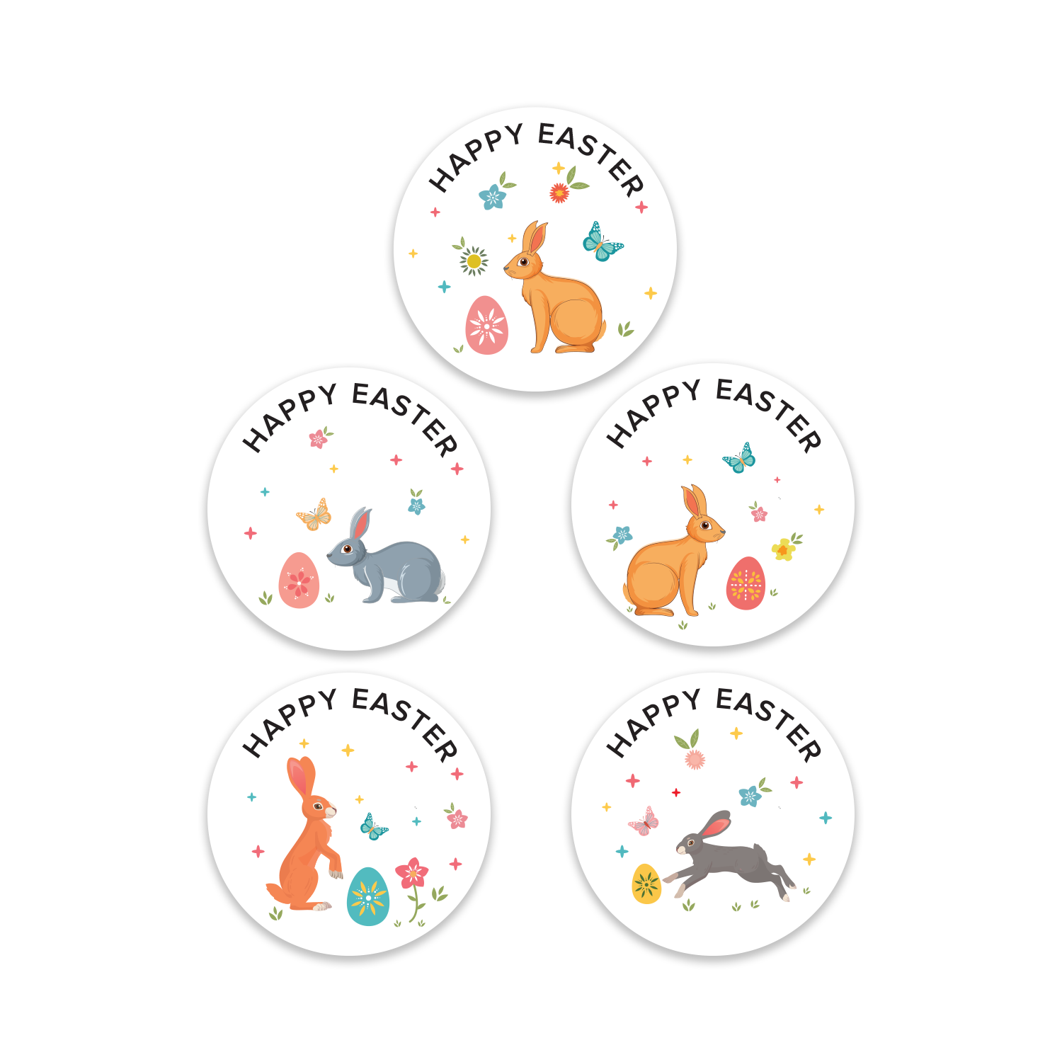 Assorted Happy Easter Bunny Design - Easter Stickers
