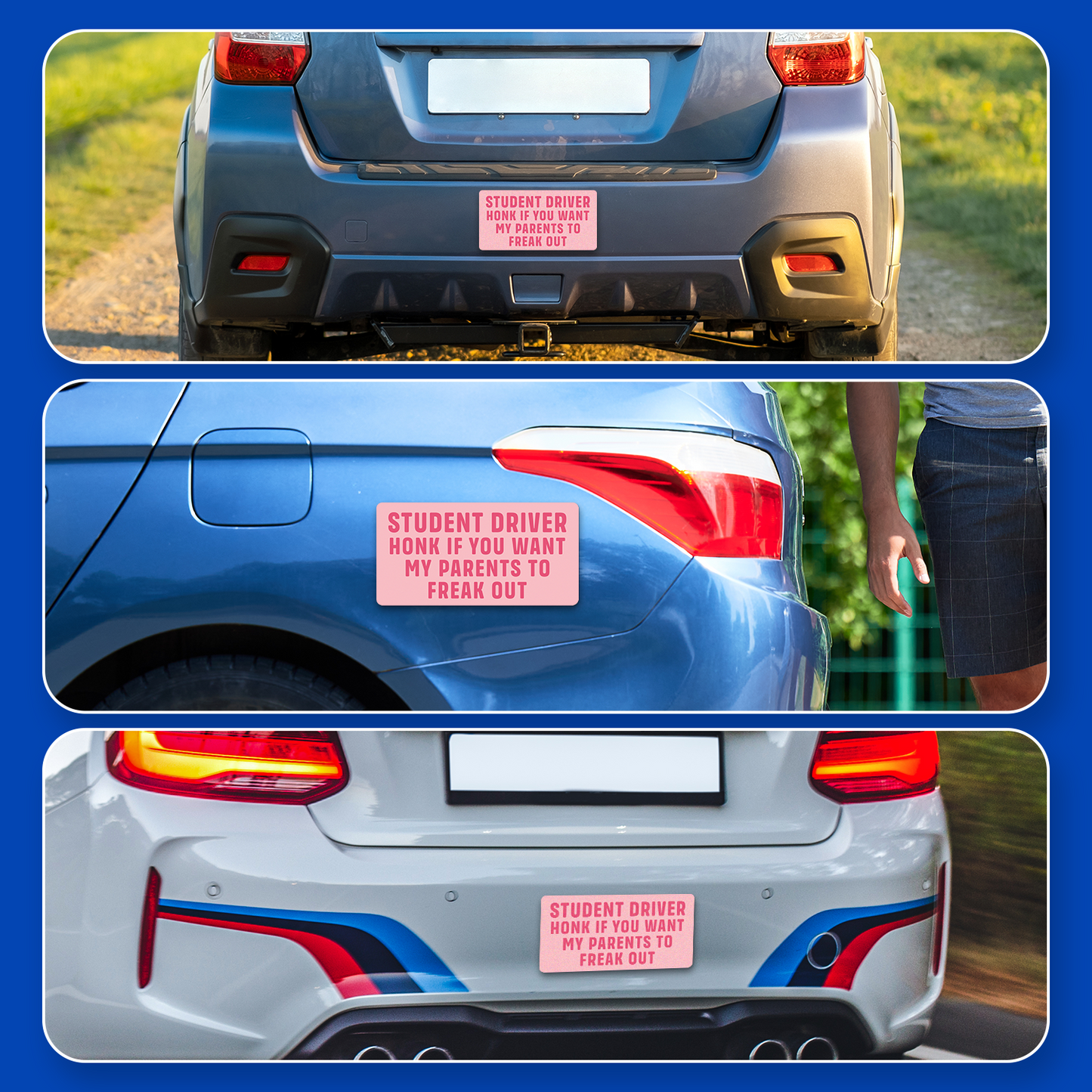 Student Driver Honk If You Want My Parents To Freak Out - 2-Pack Individually Cut Stickers - 4" x 7"