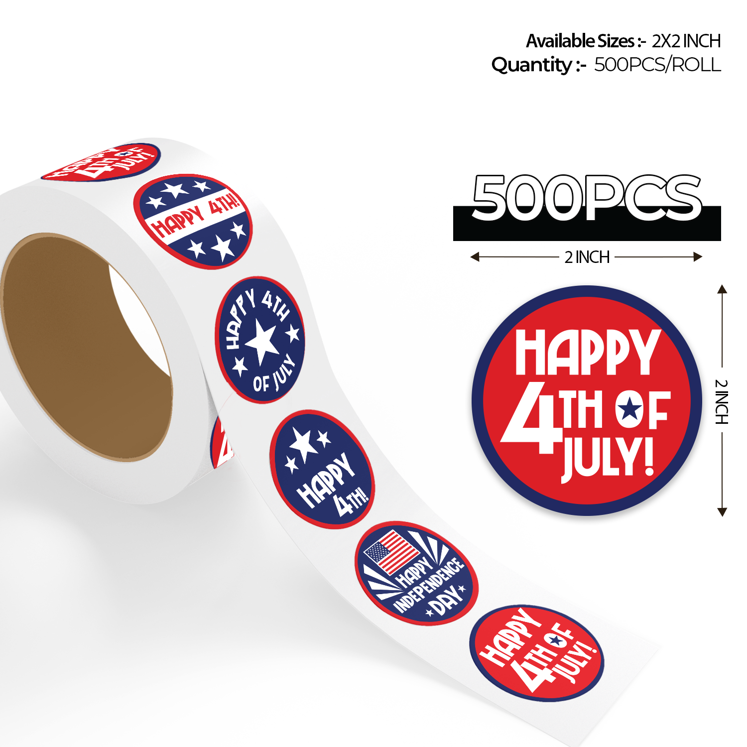 4th of July Stickers – Happy 4th of July Assorted Designs