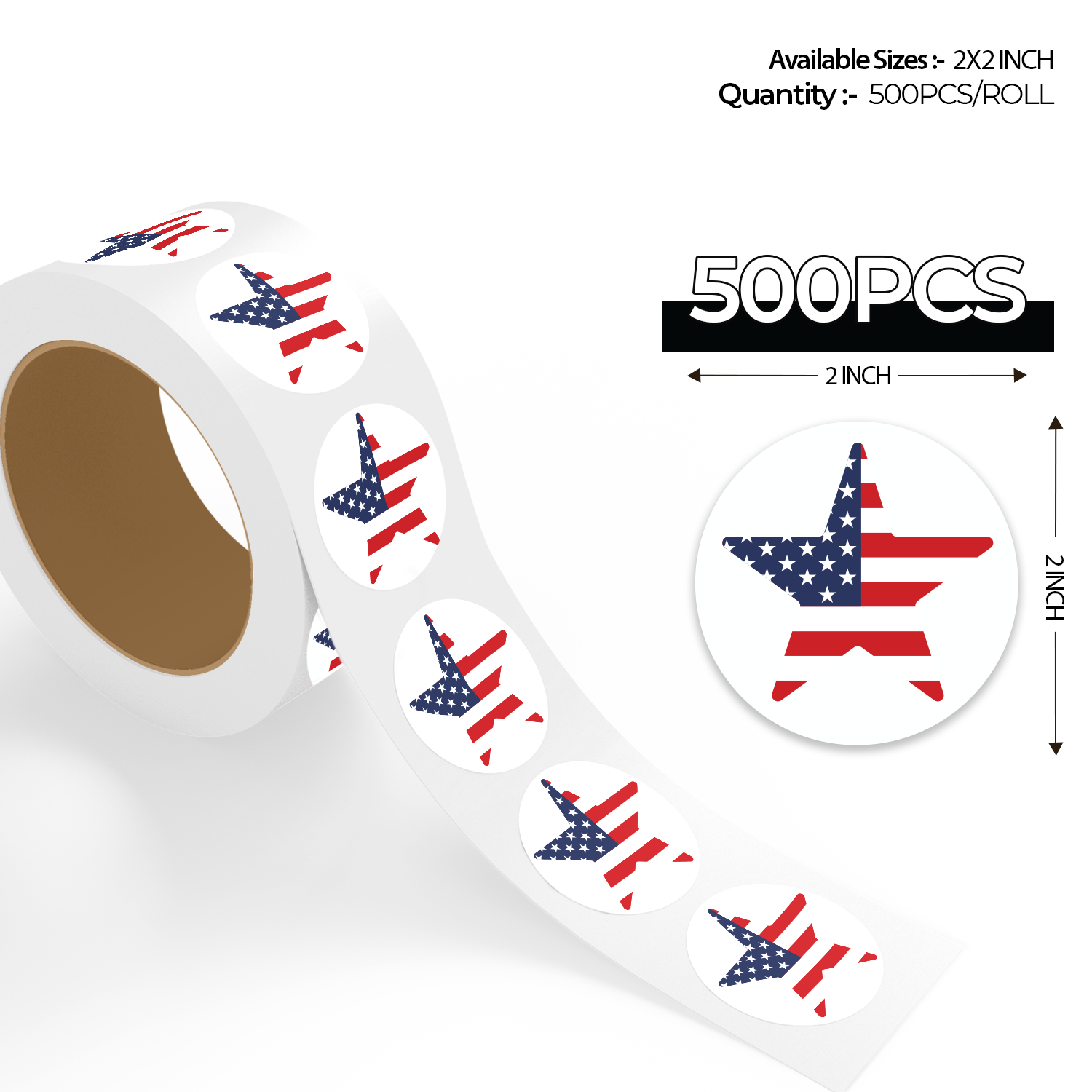 4th of July Stickers – USA Flag Star Design