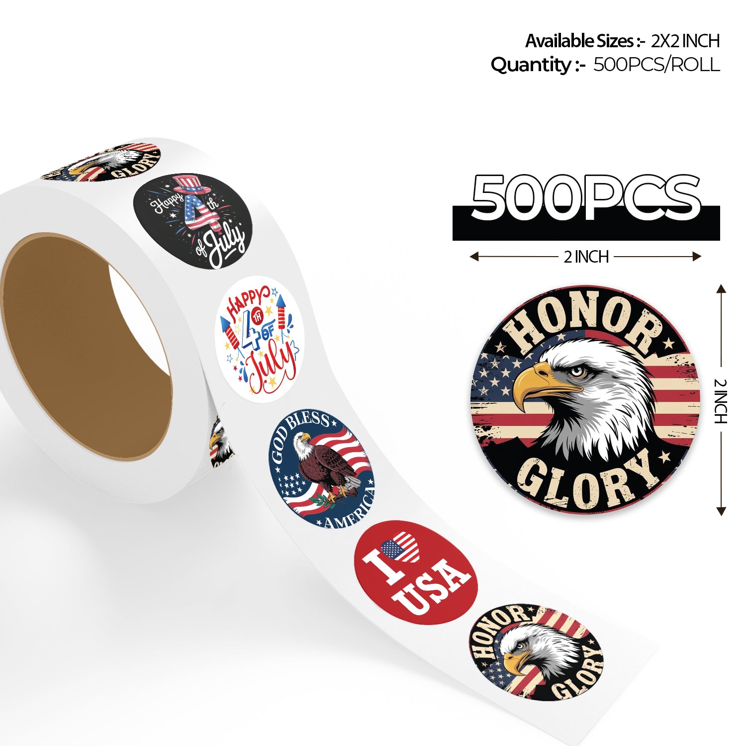 4th of July Stickers – Patriotic Assorted Designs