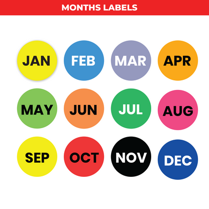 December (Circle) - Month Lables Roll - 1"x1" / 2"x2"