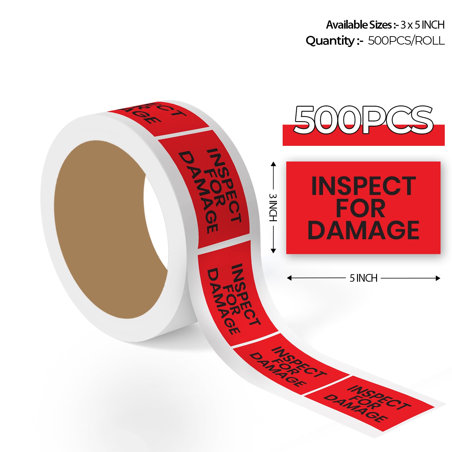 Inspect for Damage (Red) - Production Labels